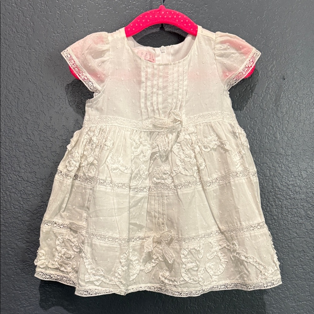 NWT Biscotti Cream Lace Baby Dress Sz 12 months Girl